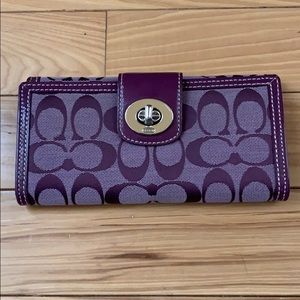 Coach slim envelope turn lock plum wallet